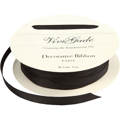 Creativ Company Decoratie lint, b: 6 mm, zwart, 15 m/ 1 rol