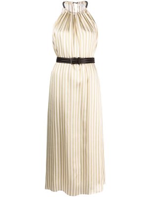 Brunello Cucinelli robe mi-longue rayée à dos nu - Vert