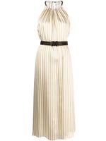 Brunello Cucinelli robe mi-longue rayée à dos nu - Vert