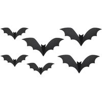 Halloween thema hangende vleermuizen - 6x - zwart - papier - 19-29 cm