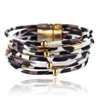 Dierenprint multilayer dames armband in de kleuren goud en bruin - thumbnail