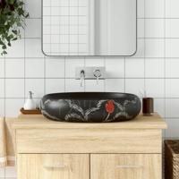 VidaXL Opzetwasbak ovaal 59x40x15 cm keramiek zwart