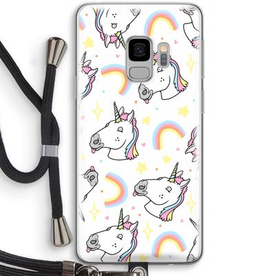 Rainbow Unicorn: Samsung Galaxy S9 Transparant Hoesje met koord