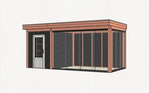 Trendhout Buitenverblijf Refter XL 555x285 cm - Combinatie 1- Plat dak- Onbehandeld lariks Douglas hout- Trendhout