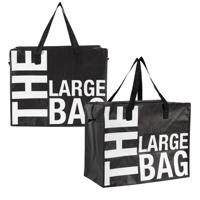 Boodschappentas / opbergtas XXL - 2x - 90 liter - shopper - mega/ jumbo tas - zwart - 55 x 55 x 30 c