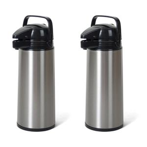 Gerimport Thermoskan - 2x stuks - RVS - 1,9 liter - isoleerkan met pomp