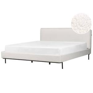 Beliani - CORIO - Tweepersoonsbed - Wit - 180 x 200 cm - Bouclé