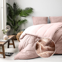 Dekbedovertrek Teddy - Tweepersoons (200x200 Cm) - Roze Microvezel Teddy - Effen - Fresh And Co - Dekbed-Discounter.nl