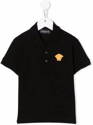 Versace Kids polo à logo Medusa brodé - Noir