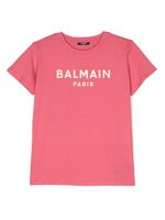 Balmain Kids t-shirt métallisé à logo imprimé - Rose