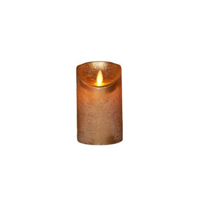 Batterijverlichting kaars wax rustiek met bewegende vlam goud 12.5 cm - Annas collection