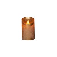 Batterijverlichting kaars wax rustiek met bewegende vlam goud 12.5 cm - Annas collection
