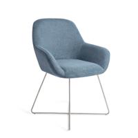 Jesper Home Eetkamerstoel 'Kushi' Cross Steel, kleur Ocean Eyes Jesper Home Eetkamerstoel 'Kushi' Cross Steel, kleur Ocean Eyes