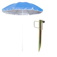 Strand/tuin parasol - met metalen grondharing 45 cm - blauw - polyester - D150 cm - verstelbaar