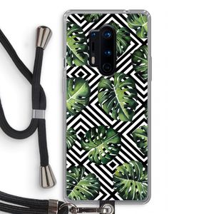 Geometrische jungle: OnePlus 8 Pro Transparant Hoesje met koord