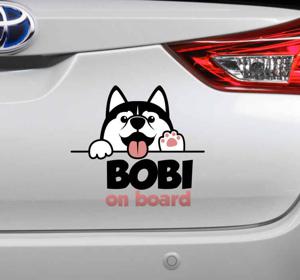 Autostickers Hond met aangepaste naam