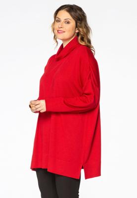 Yoek Pullover wijd met col | Rood | Maat 54/56