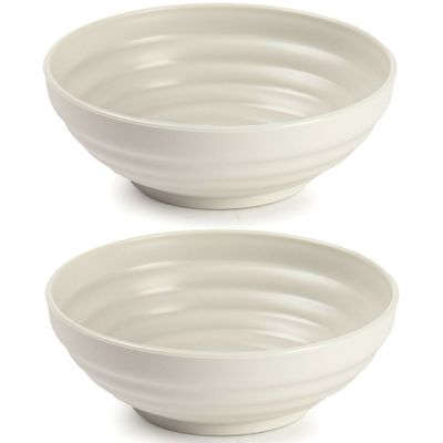 Set van 4x kommetjes/schaaltjes - Dessert/ontbijt - Kunststof - D13 cm - Beige