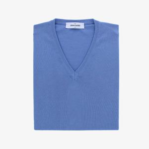 Pull V-hals Blauw Katoen