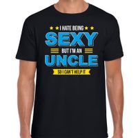 Hate being sexy but Im an uncle / Haat sexy zijn maar ben oom cadeau t-shirt zwart voor heren - thumbnail