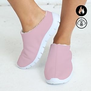 Dames Muiltjes Instappers Grote maten Sportieve muilezels Dagelijks Met fleece gevoerd Winter Platte hak Ronde Teen Gesloten teen Pluche Casual Comfortabel Wandelen Doek Leegloper Zwart Roze Blauw Lightinthebox