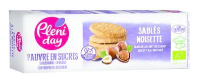 Pleniday Zandkoekjes met hazelnoot suikerarm bio (105 gr)