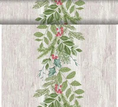 Duni dunicel 3-in-1 tafelloper winter greenery 40x480cm groen