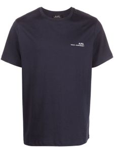 A.P.C. t-shirt à logo imprimé - Bleu