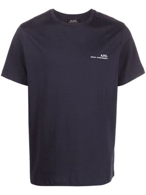 A.P.C. t-shirt à logo imprimé - Bleu