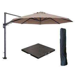 Garden Impressions Hawaii zweefparasol 3.5m taupe met voet en hoes