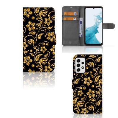 Samsung Galaxy A23 Hoesje Gouden Bloemen Samsung Galaxy A23 Hoesje Gouden Bloemen