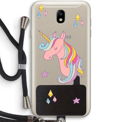 Roze eenhoorn: Samsung Galaxy J7 (2017) Transparant Hoesje met koord