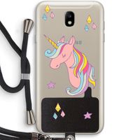 Roze eenhoorn: Samsung Galaxy J7 (2017) Transparant Hoesje met koord
