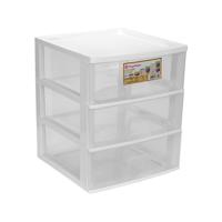 Ladeblokje/bureau organizer 3x grote lades - wit/transparant - L38 x B38 x H44 cm - kunststof