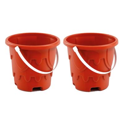 T&F Creations Zandkasteel Emmer - 2x - rood - 18 x 16 cm - strandemmer - zandvormpjes