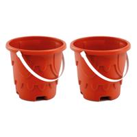 T&F Creations Zandkasteel Emmer - 2x - rood - 18 x 16 cm - strandemmer - zandvormpjes