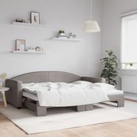 Slaapbank met onderschuifbed 90x200 cm stof taupe