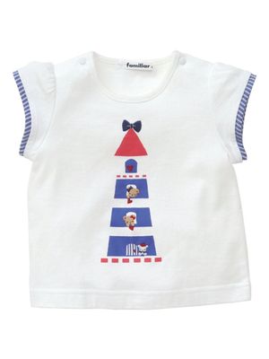 familiar t-shirt à broderies - Blanc