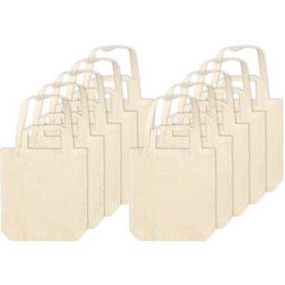 10x canvas tas met dubbel hengsel - beige - 38 x 42 cm- katoen - boodschappen draagtas/shopper
