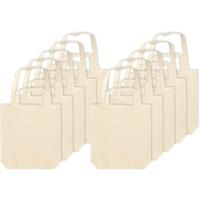 10x canvas tas met dubbel hengsel - beige - 38 x 42 cm- katoen - boodschappen draagtas/shopper