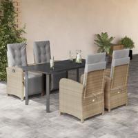 5-delige Tuinset met kussens poly rattan beige