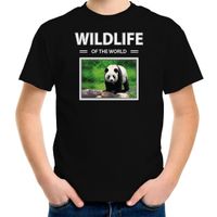 Panda t-shirt met dieren foto wildlife of the world zwart voor kinderen - thumbnail