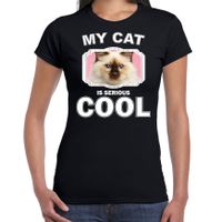 Rag doll katten / poezen t-shirt my cat is serious cool zwart voor dames