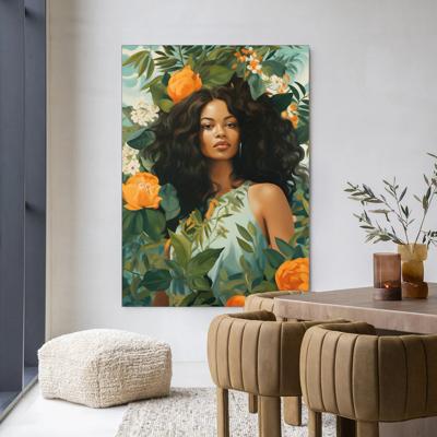 Urban Cotton Wandkleed 'Rosita' 110 x 145cm in Frame - black