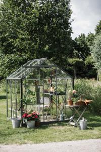 Royal Well tuinkas Kate 1 met veiligheidsglas en fundering - groengrijs