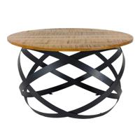 Luuk - bijzettafel - zwart - metaal en gerecycled hout - 75 cm x 45 cm x 75 cm