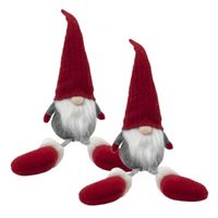 2x stuks pluche gnome/dwerg decoratie poppen/knuffels met lange benen 57 cm