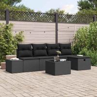 Tuinbankenset met kussen 6 pcs Zwart poly rattan