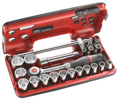 Facom 22-delige compacte doos 1/2" 12-kant met ratel met draaiend heft - S.360DBOX412
