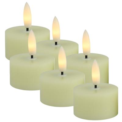 Countryfield LED theelichtjes/waxinelichtjes - 6x st - creme wit - D4 x H5,2 cm - met timer